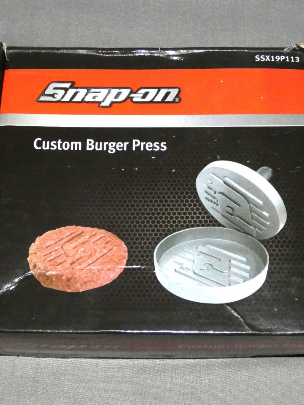Snap On Custom 4.5" Burger Press New in Opened Box SSX19P113